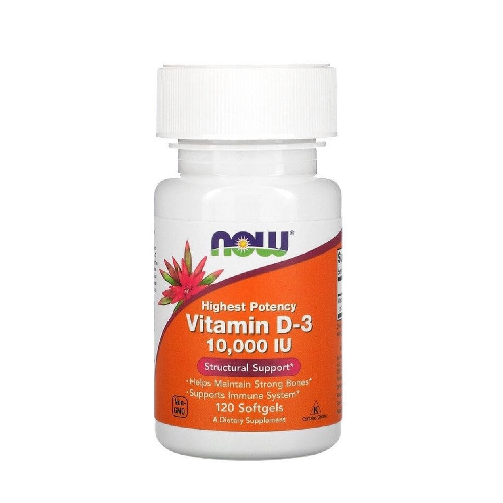 Vitamina NOW D3 10000 IU 120 Softgels Alta Potencia