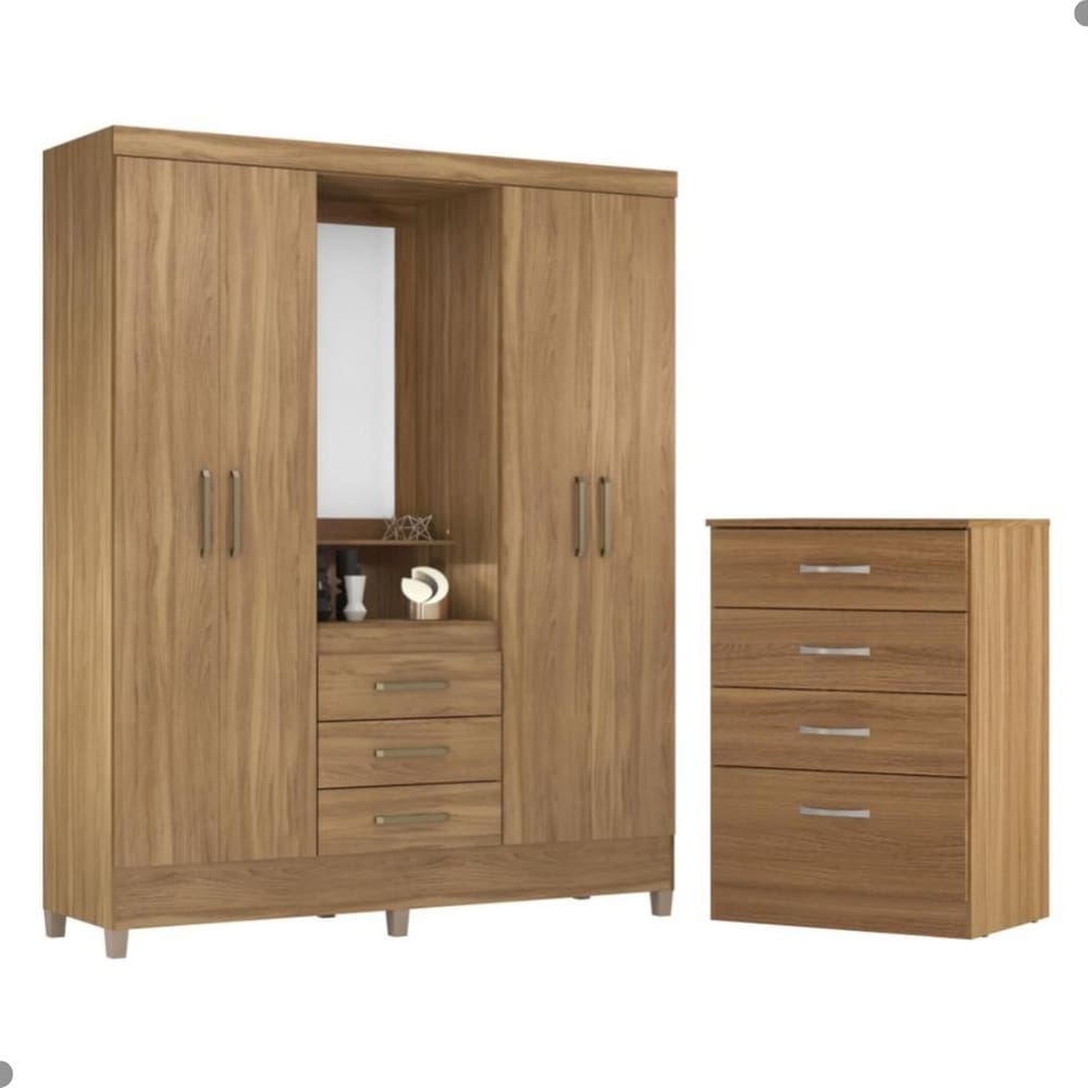 Conjunto Quarto Guarda Roupa Comoda Raven