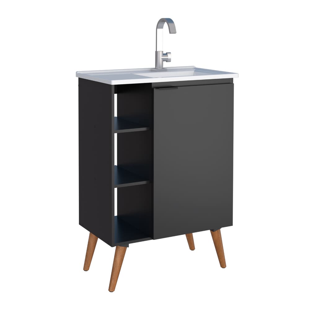 Gabinete de Banheiro 2 Gavetas Viseu Preto Tamarindo