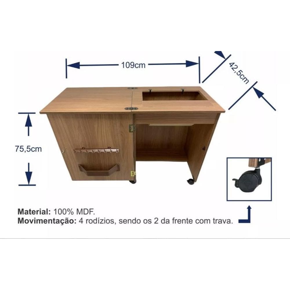 Gabinete. mesa para maquinas Singer etc+4 Rodinhas