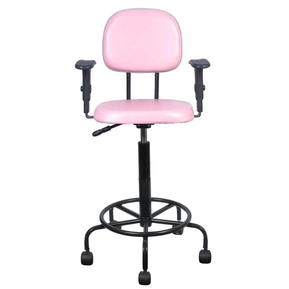 Cadeira caixa alta L duplo com braço base semi corano rosa bebê