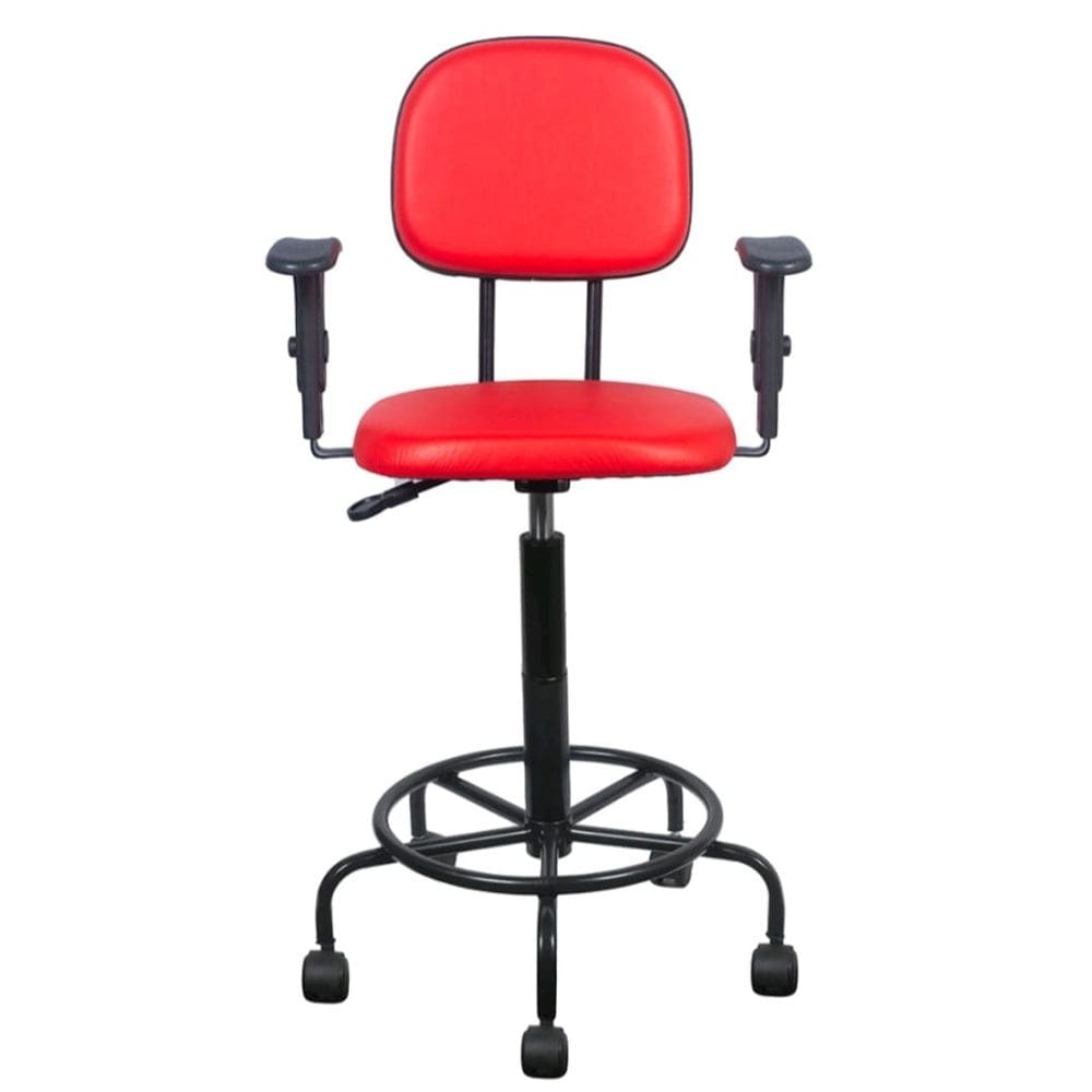 Cadeira caixa alta L duplo com braço base semi corano vermelho