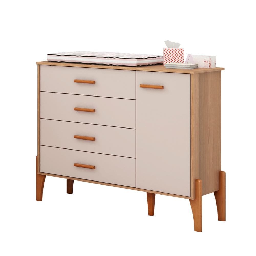 Comoda Quarto Infantil Iris com 4 Gavetas e 1 Porta