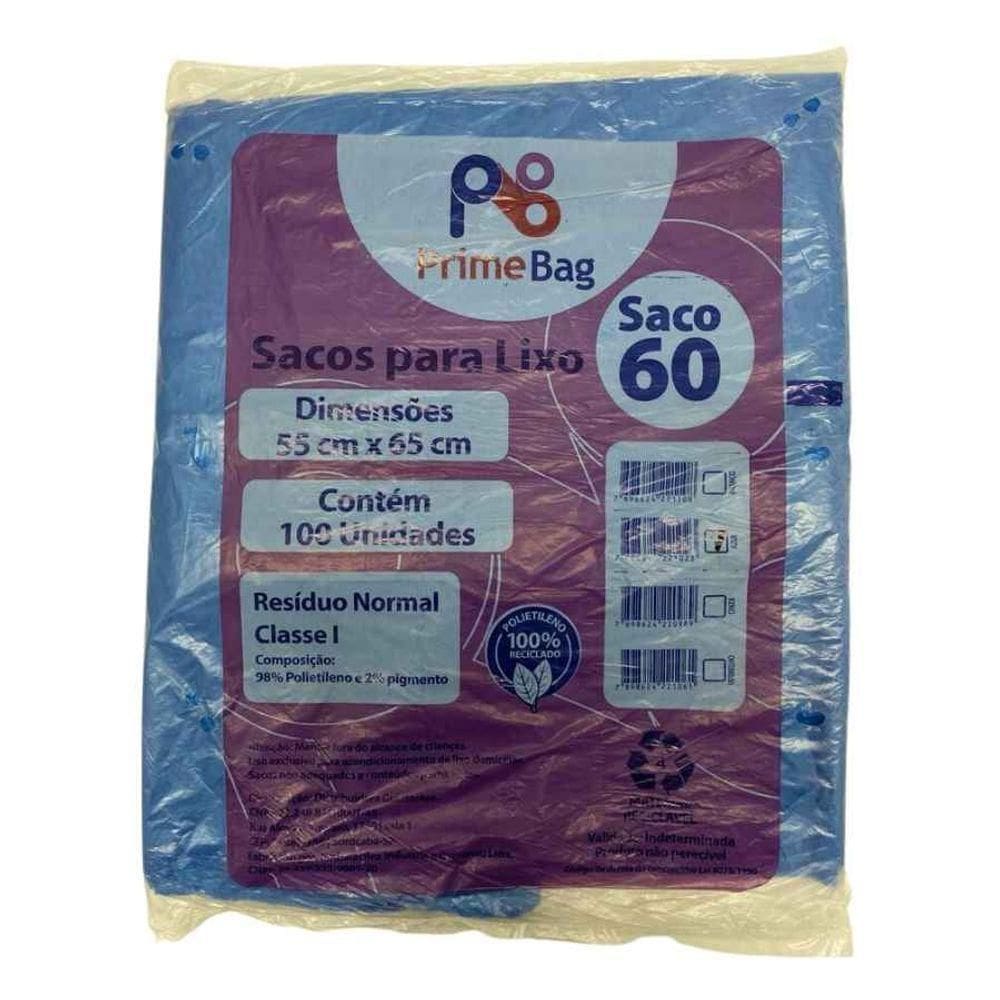 Saco Lixo Azul 60 Litros Primebag C/100