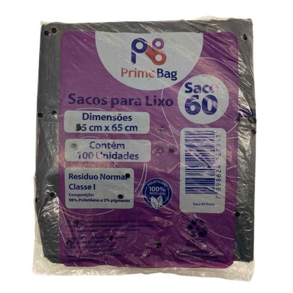 Saco Lixo Preto 60 Litros Primebag C/100