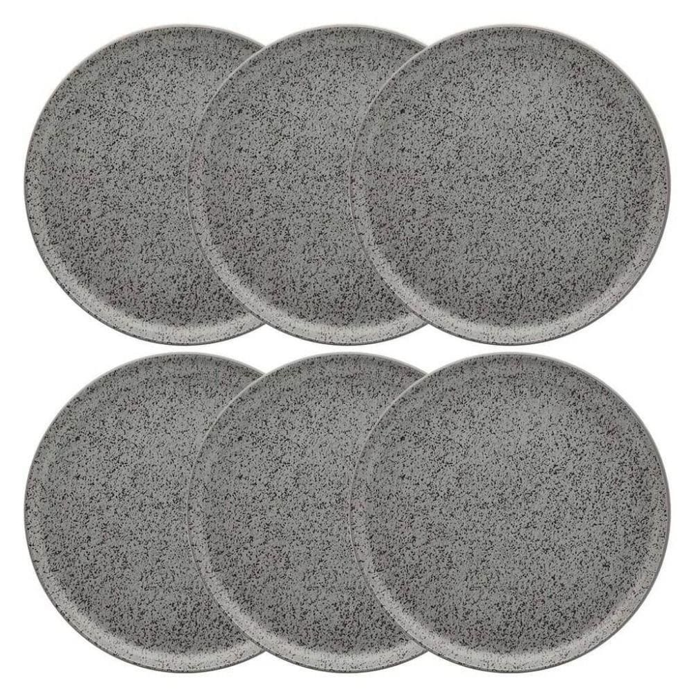 Conjunto de Pratos Rasos 06 Peças Flat Gray Oxford