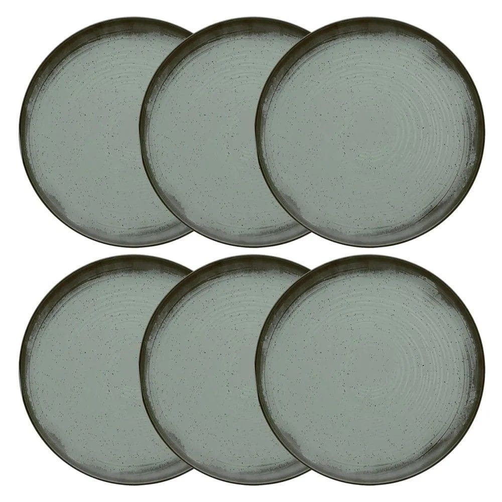 Conjunto de Pratos Rasos 06 Peças Flat Pacífico Oxford