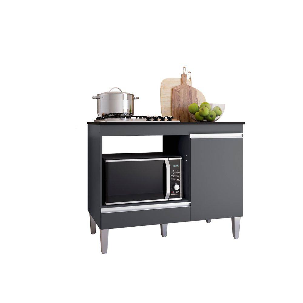 Balcão Cooktop Carla Cinza C/Tampo - AJL Móveis