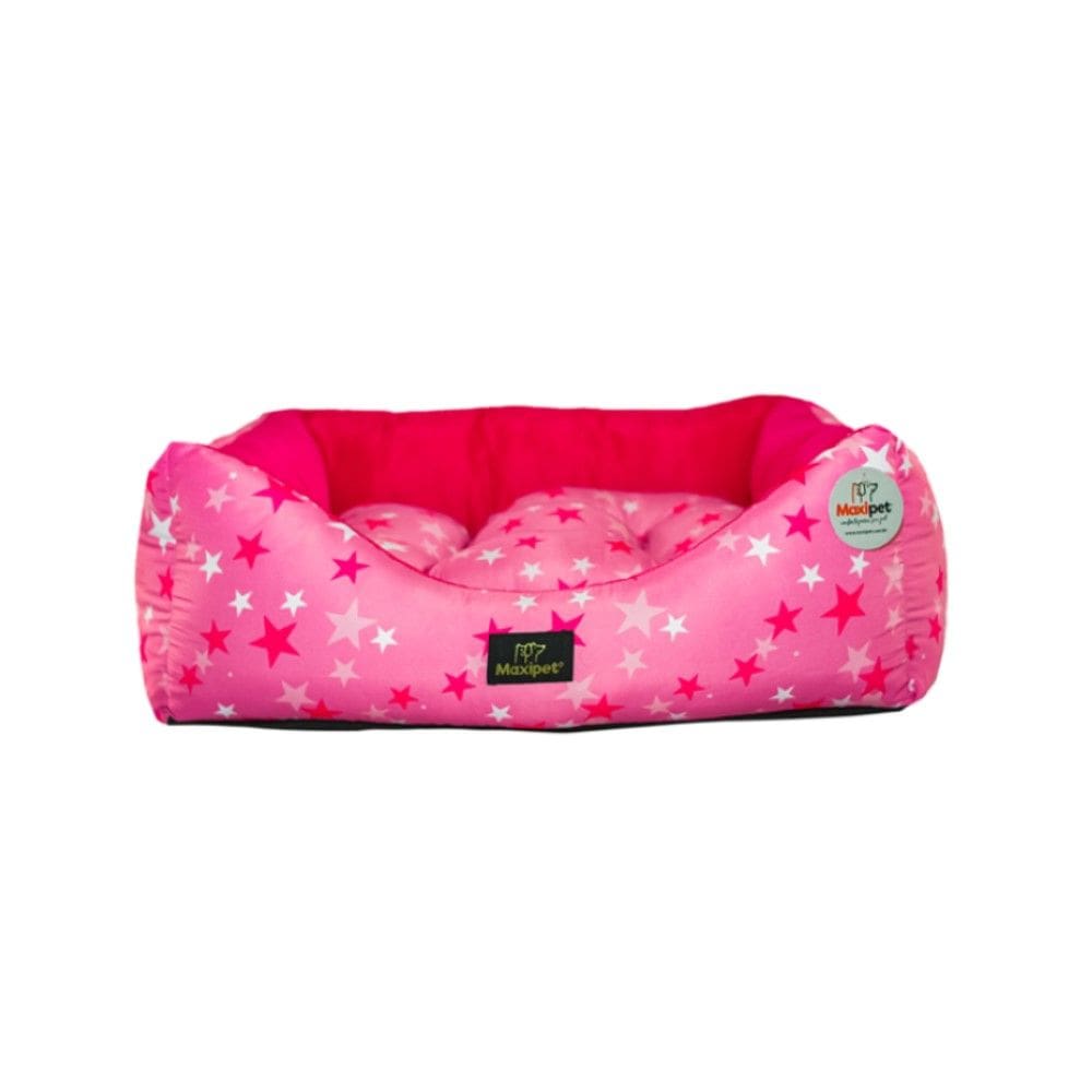 Cama para Cachorro Quadrada em Poliéster Estrela Rosa Grande (GG) 50 x 50 cm