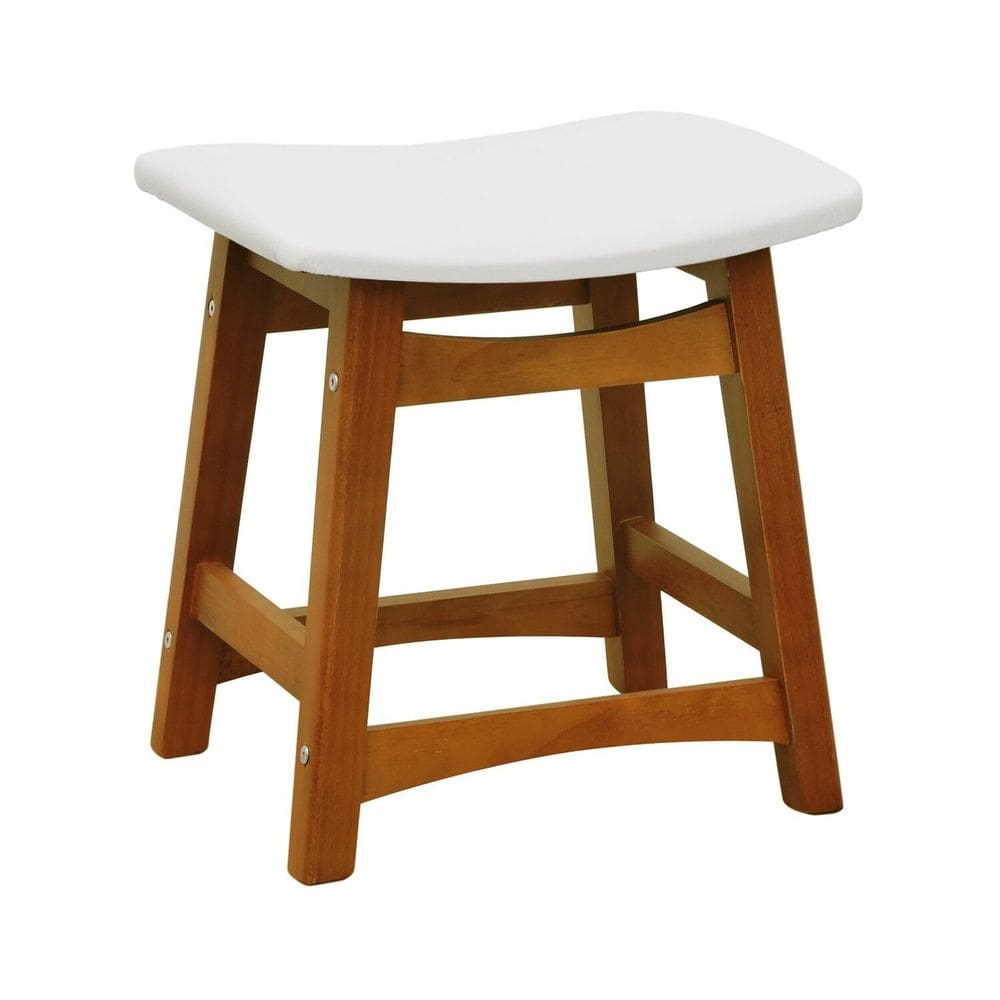 Banco Baixopuff Confort Madeira Maciça Assento Anatômico Estofado Sintético Amêndoa/Bege