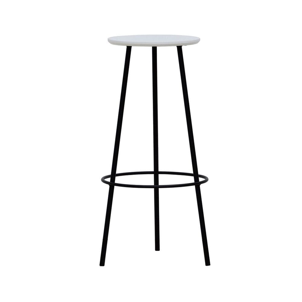 Banqueta Alta Bistrô Tripé Metal Assento Madeira Preto/Branco