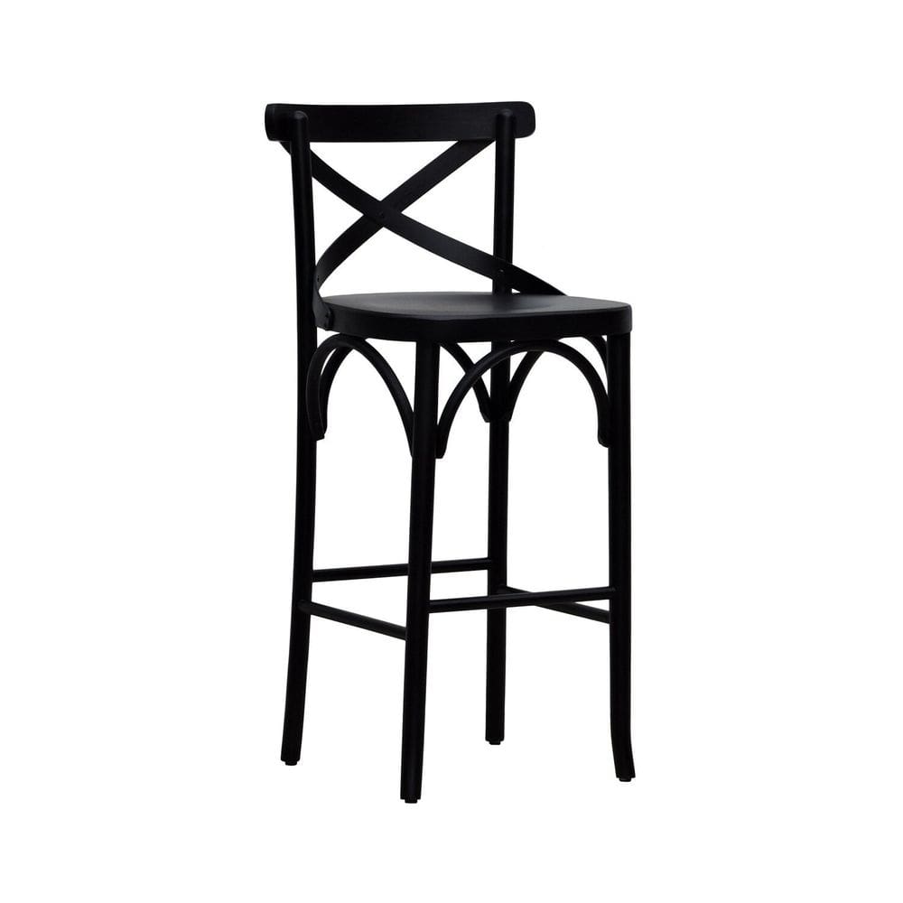 Banqueta Alta Bistrô Xisto Madeira Maciça Preto