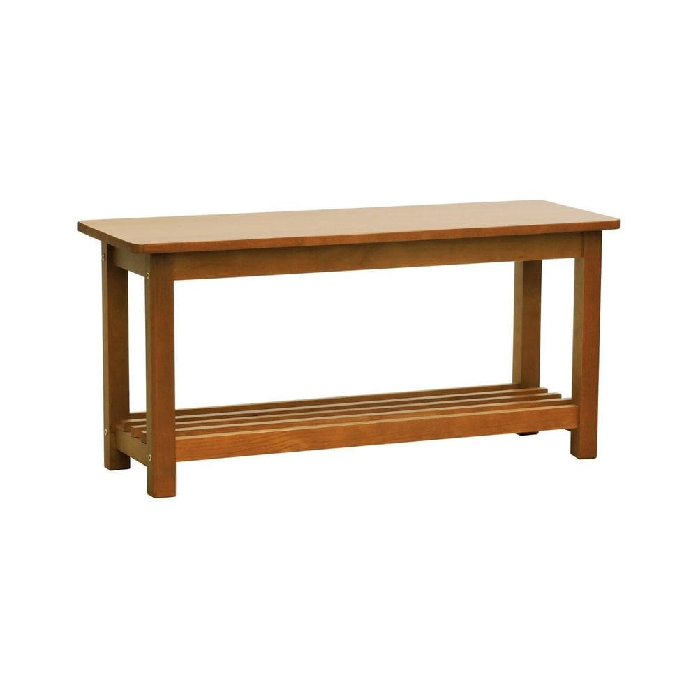 Banco Sapateira Viena Madeira Maciça Assento Madeira Amendoa