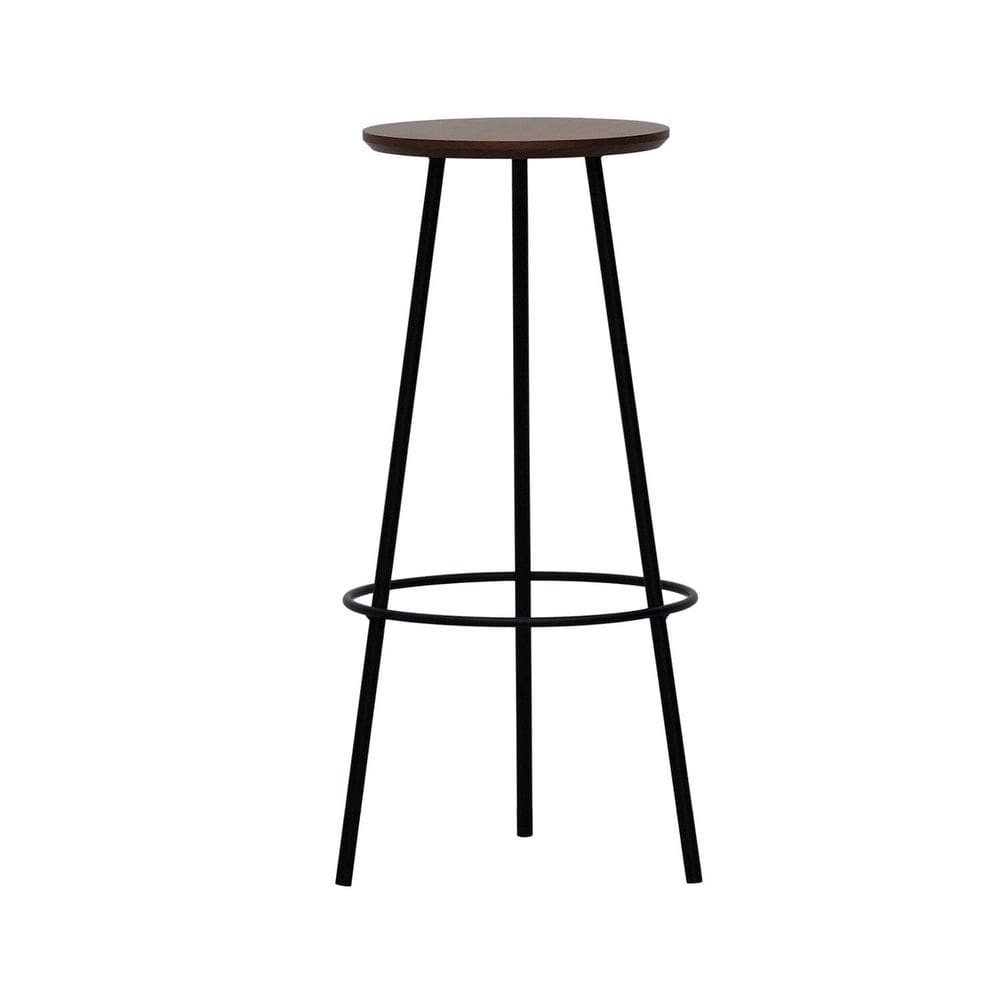 Banqueta Alta Bistrô Tripé Metal Assento Madeira Preto/Amêndoa
