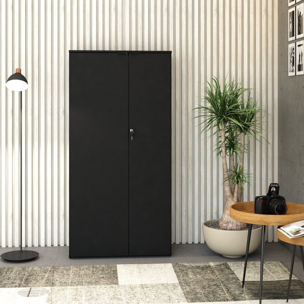 Armário Alto Fechado com 2 Portas 161,5cm x 80cm x 42cm Preto