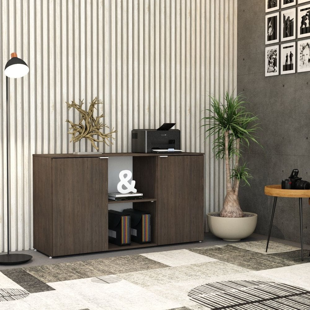 Armário Baixo com 2 Portas e Nicho 75cm x 135cm x 42cm Terracota / Branco