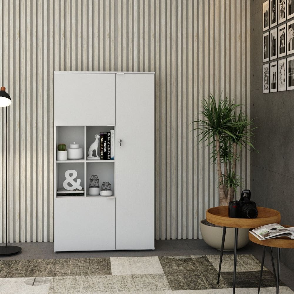 Armário Alto com Nicho e 3 Portas 161,5cm x 90cm x 42cm Branco