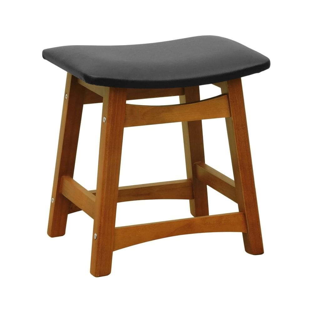 Banco BaixoPuff Confort Madeira Maciça Assento Anatômico Estofado Sintético Amêndoa/Preto