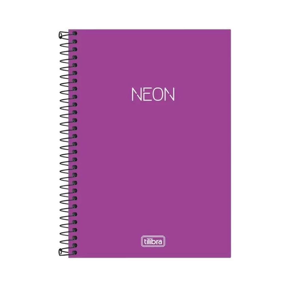 Caderno 1/4 Tilibra Espiral Sem Pauta 80 Folhas Neon Roxo