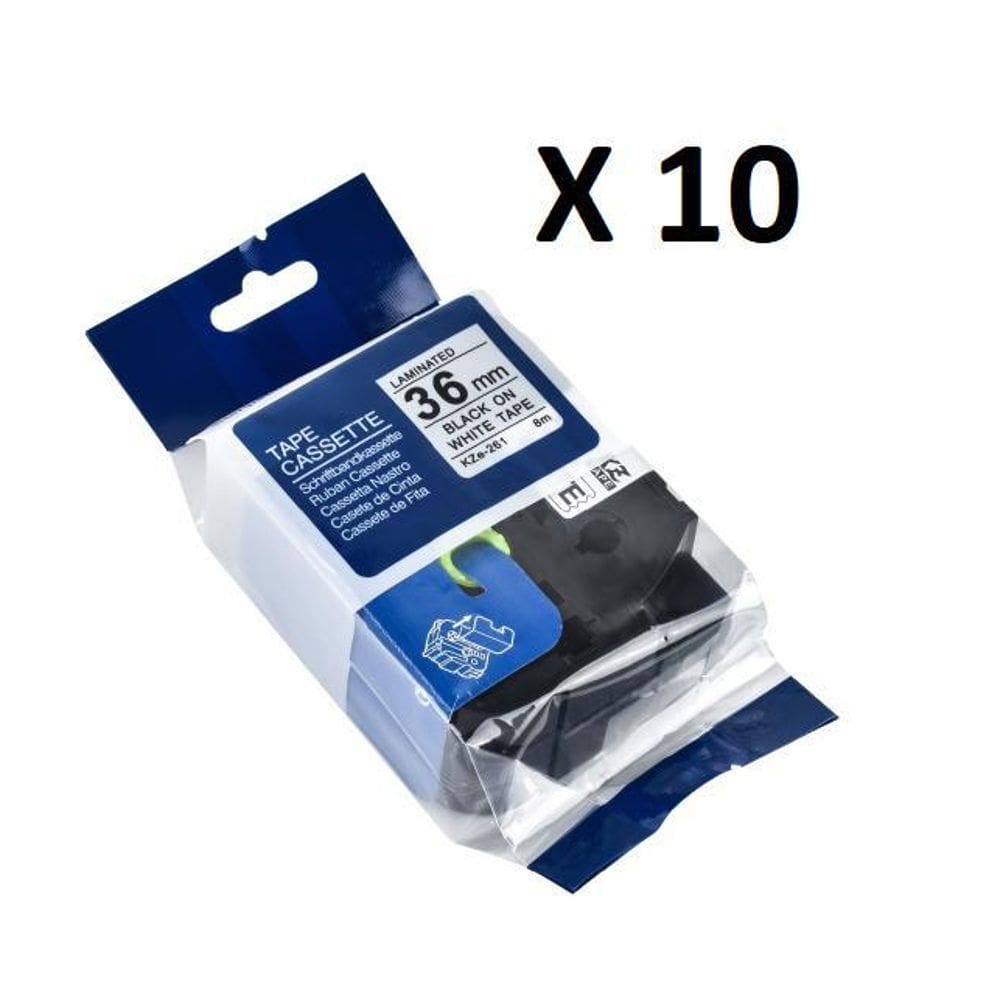 Kit 10 Fitas Compatível Brother Tze-261 Branca 36Mm