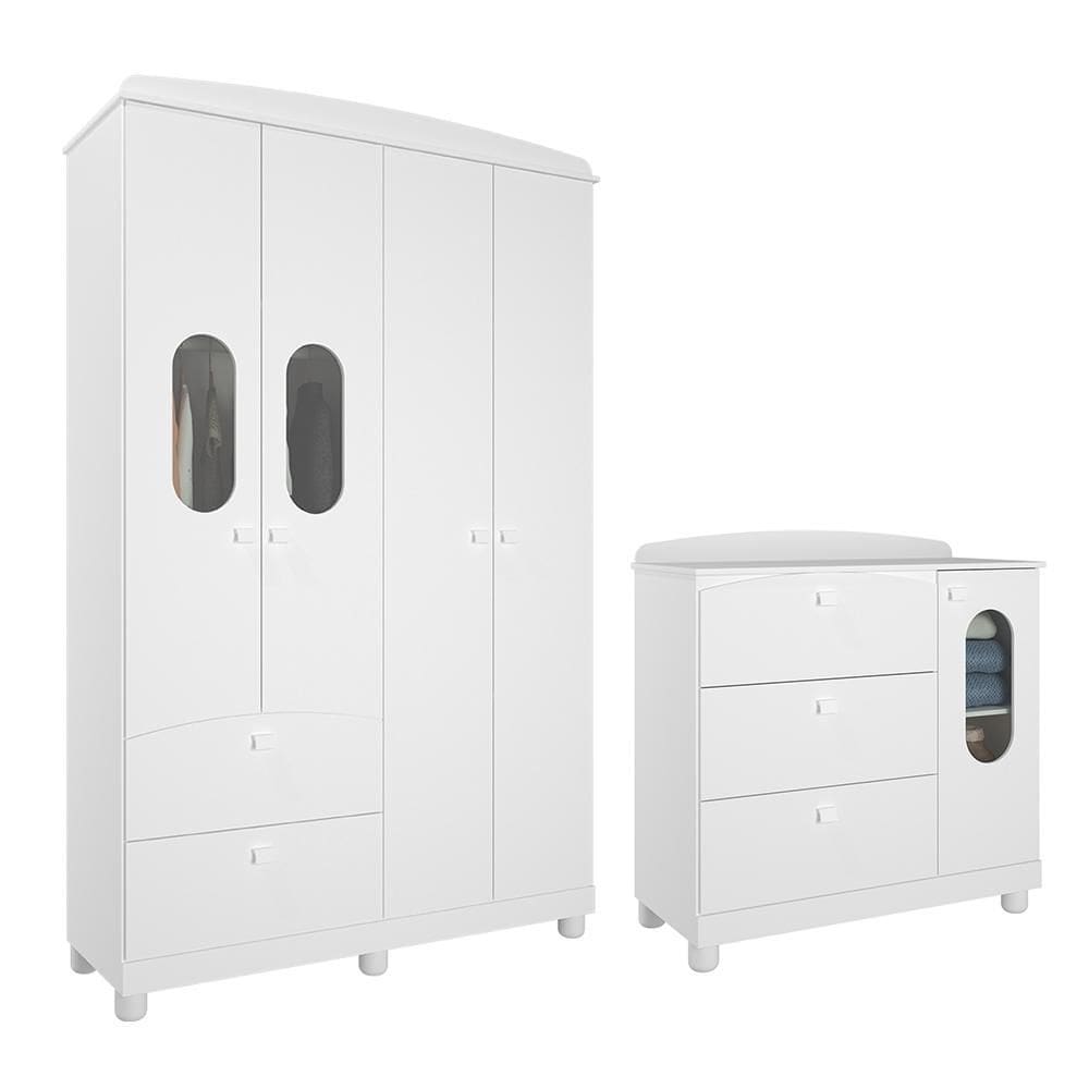Jogo de Quarto Infantil Fofura Guarda Roupa e Cômoda - Permóbili Baby