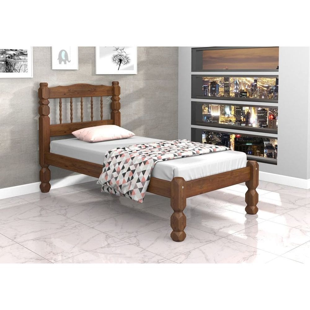 Cama solteiro madeira torneada - 8x8