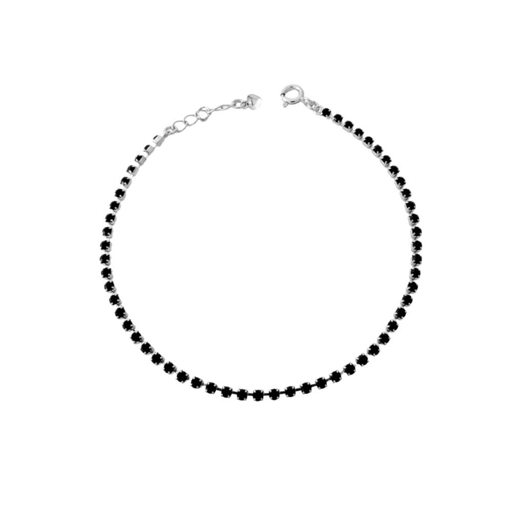 Pulseira Riviera Preta 1,5mm Banhada a Prata