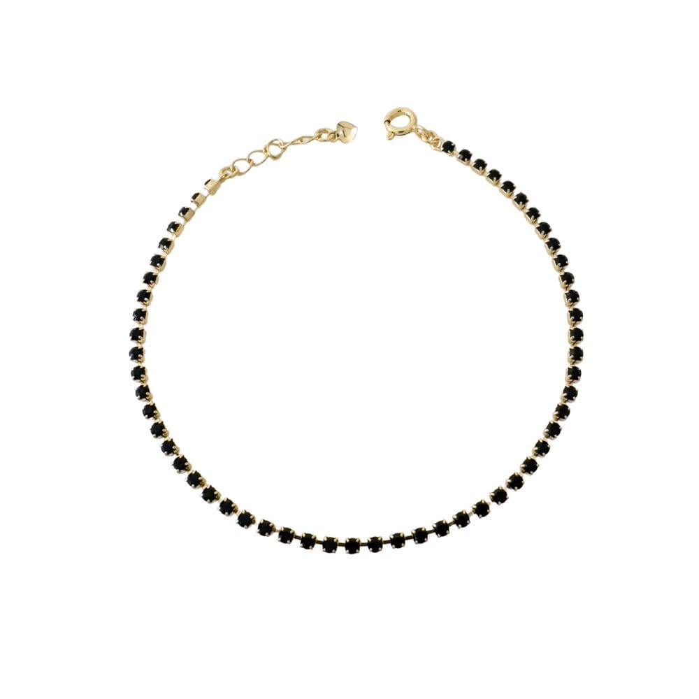 Pulseira Riviera Preta 1,5mm Banhada a Ouro