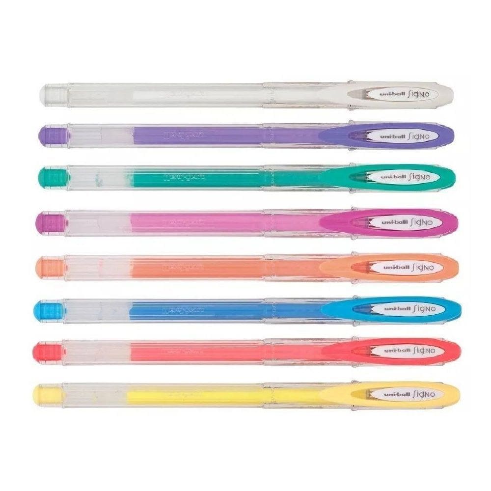 Estojo Caneta Gel Signo Angelic Colour Uni-Ball C/8 Cores Pastéis UM-120AC