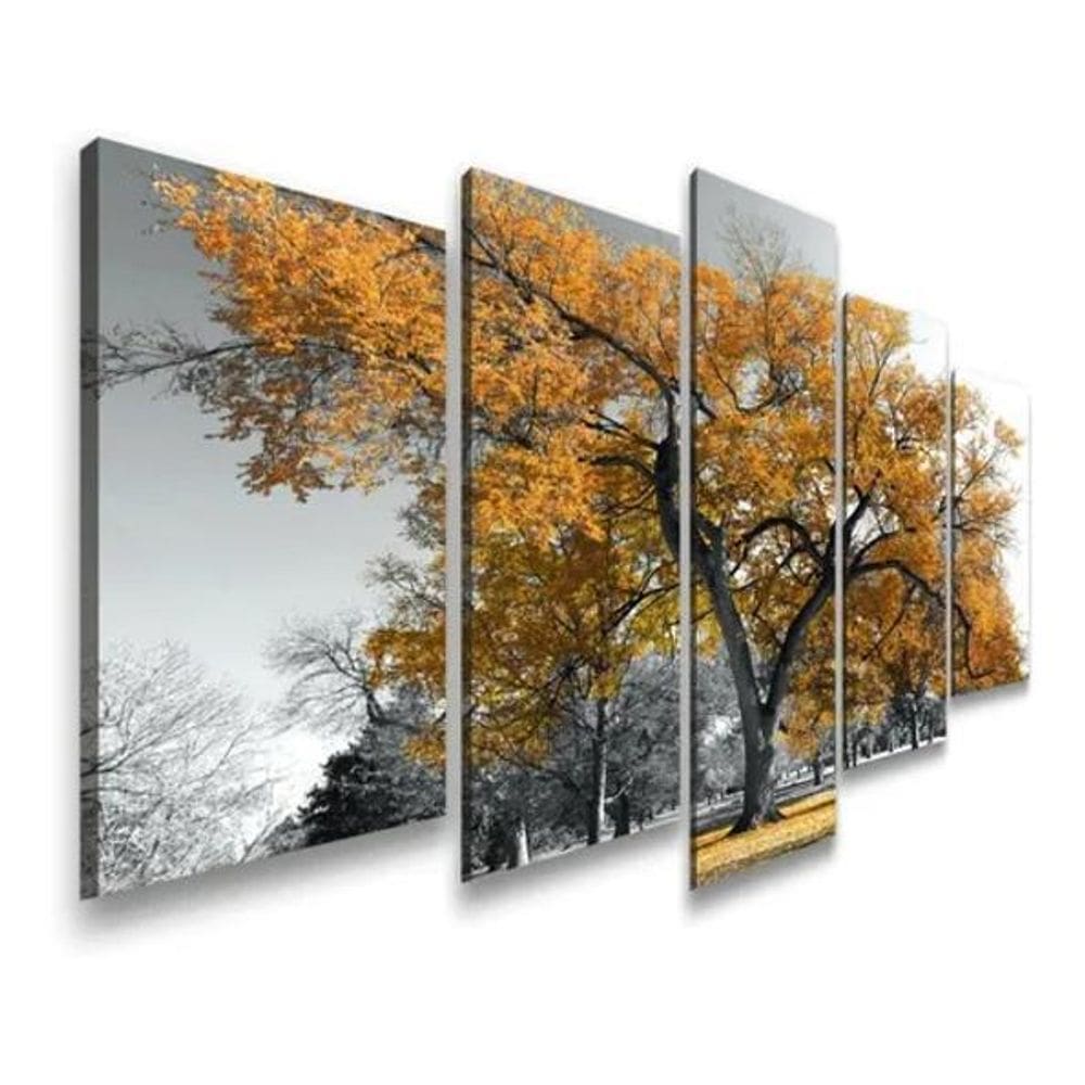 Quadros Decorativos Sala Quarto Árvore Da Vida Amarelo Ouro