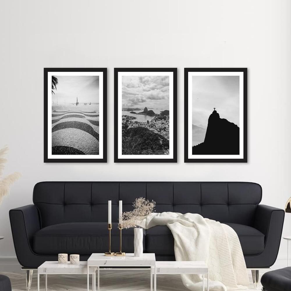 Kit 3 Quadros Decorativos Rio De Janeiro Brasil 40X60Cm