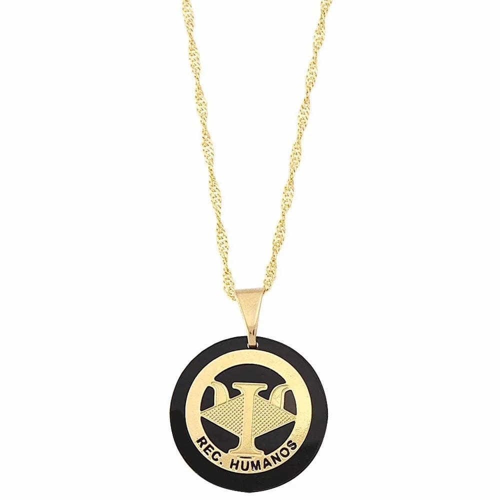 Colar Cordão Recursos Humanos RH Folheado Ouro 18k