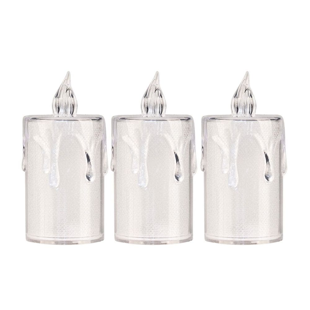 Jogo 3 Mini Velas Eletrônica Cristal LED Branco Quente 7,7cm - Art Christmas