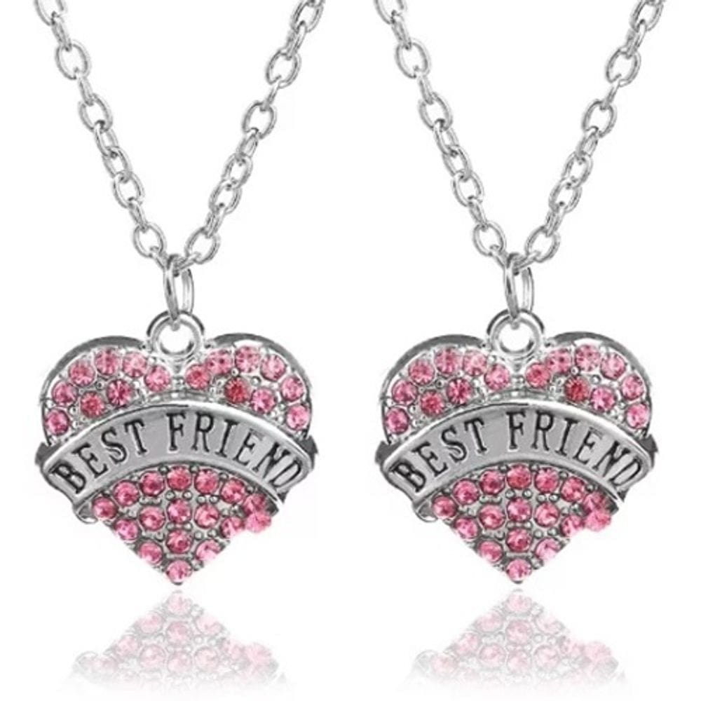 Colar Best Friends Amizade Folheado Níquel - 2 Pçs