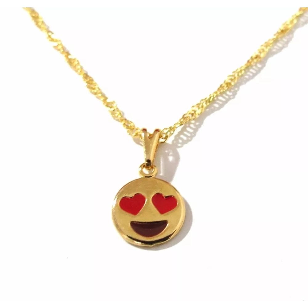 Colar Cordão Emojis Apaixonado Amor Folheado 18k