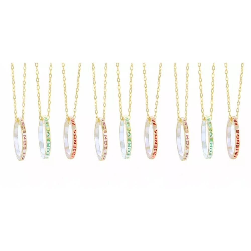 Colar Best Friends Bff Folheado A Ouro 18k - 9 Pçs
