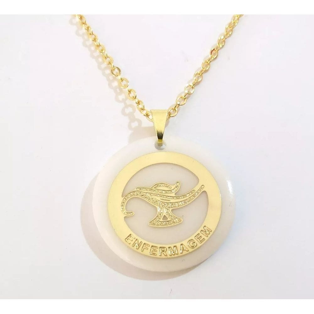 Colar Enfermagem Enfermeira Folheado a Ouro 18k
