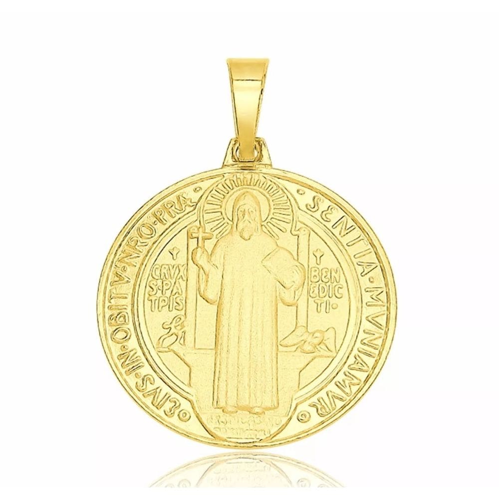 Pingente Religioso Medalha São Bento Folheado