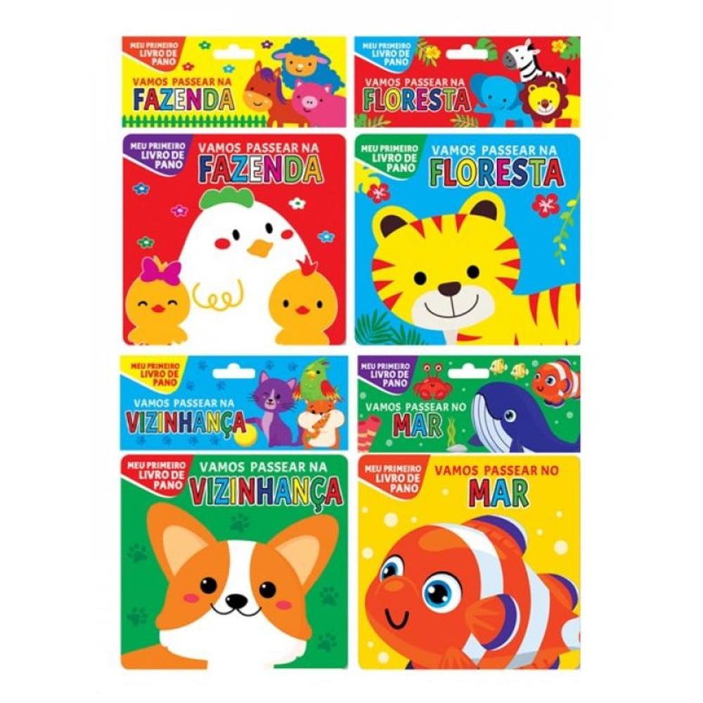 Coleção Livro De Pano 01 - Kit Com 4 Livros De Pano