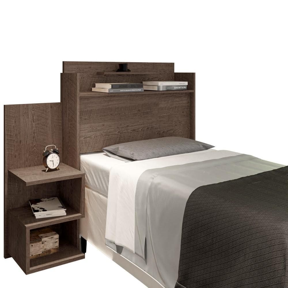 Cabeceira Box Solteiro Austin Mesa de Cabeceira Chocolate