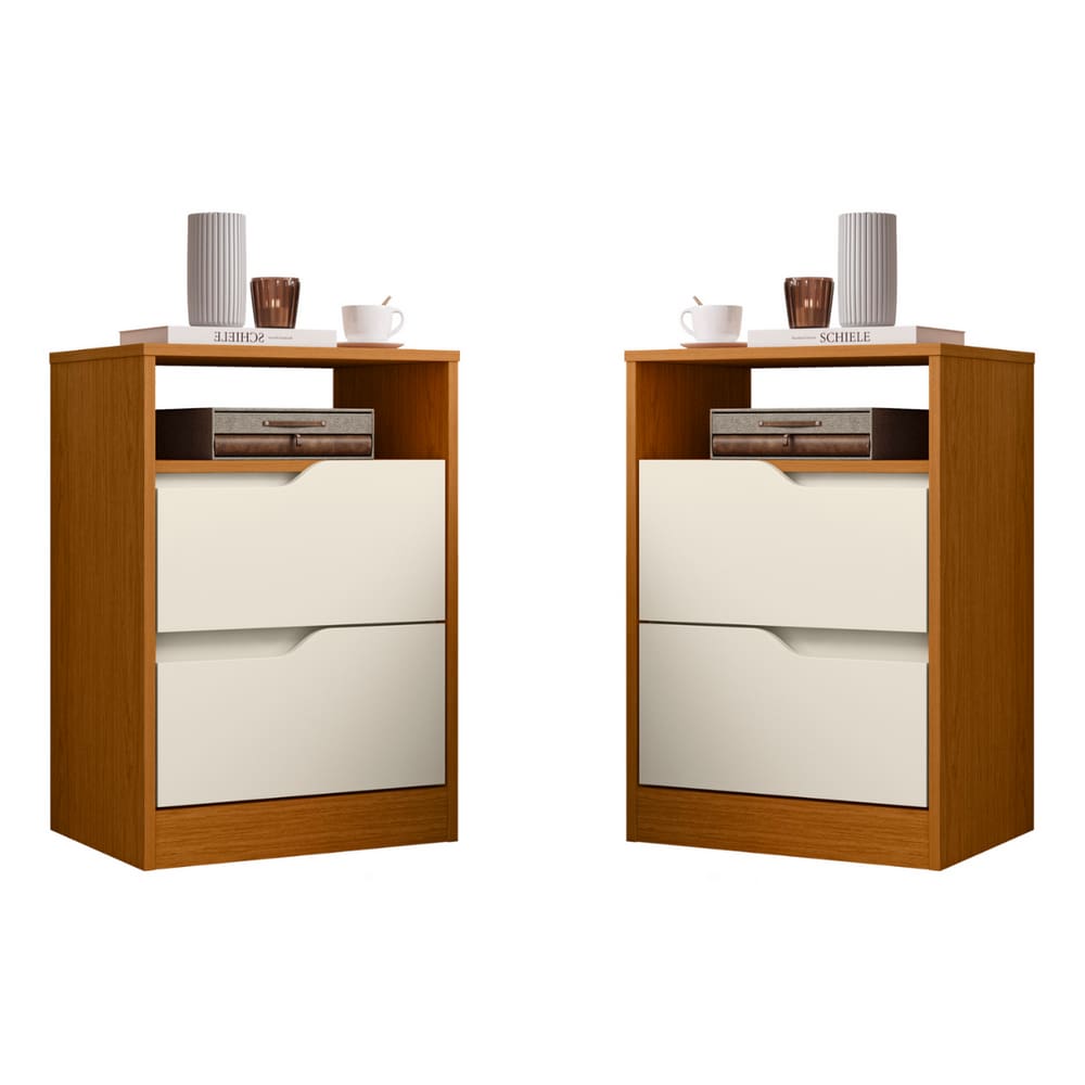 Conjunto Mesas de Cabeceira Flex Ampére Cinamomo Off White