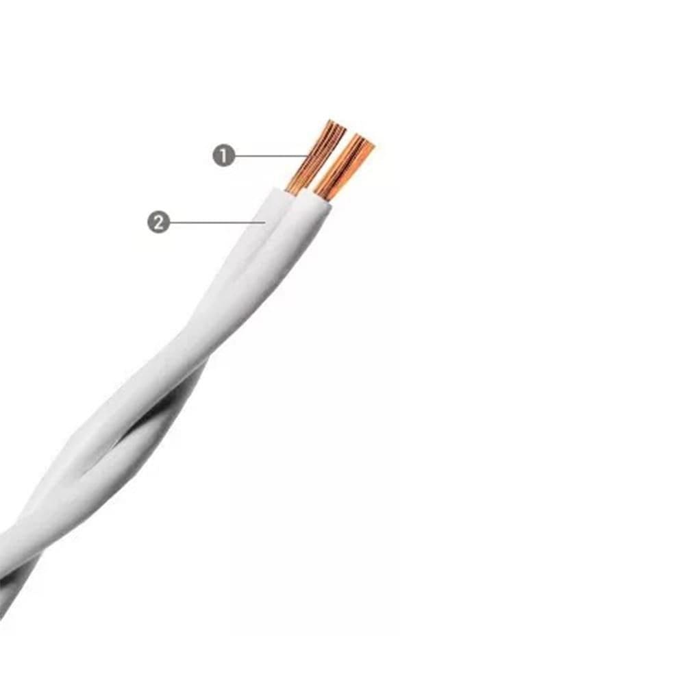 Cordão Torcido Corfio 2x2,50mmx100m Rolo 300V Branco