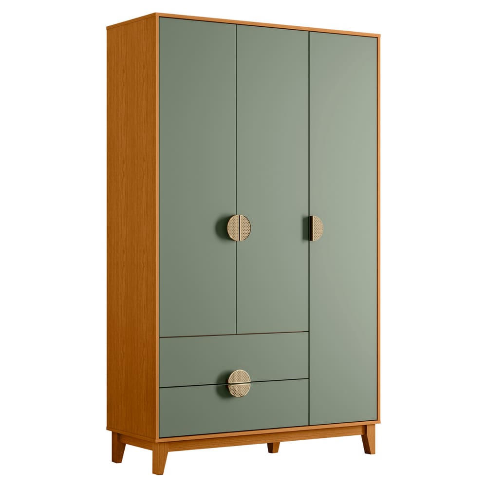 Guarda Roupa 3 Portas Tapira Cinamomo Sálvia