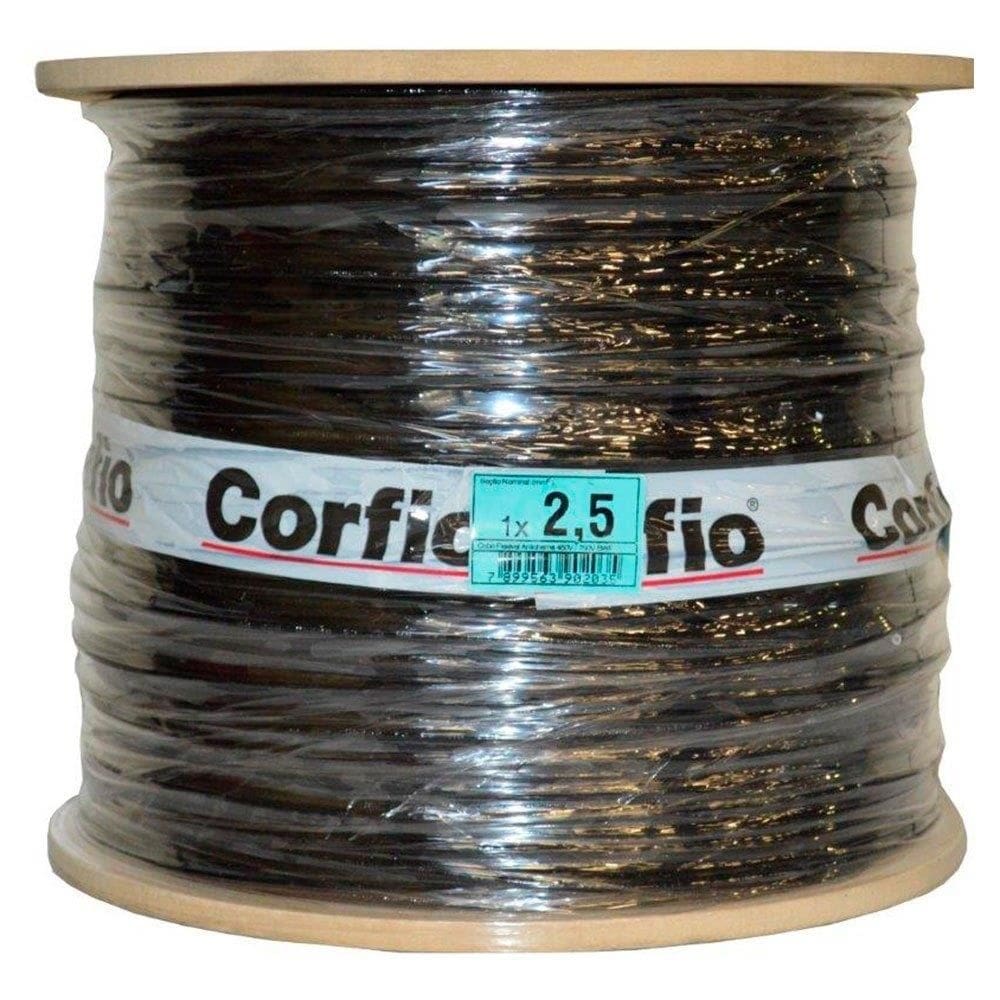 Cabo Flexível Corfio 2,5mmx900m Bobina 750V Preto