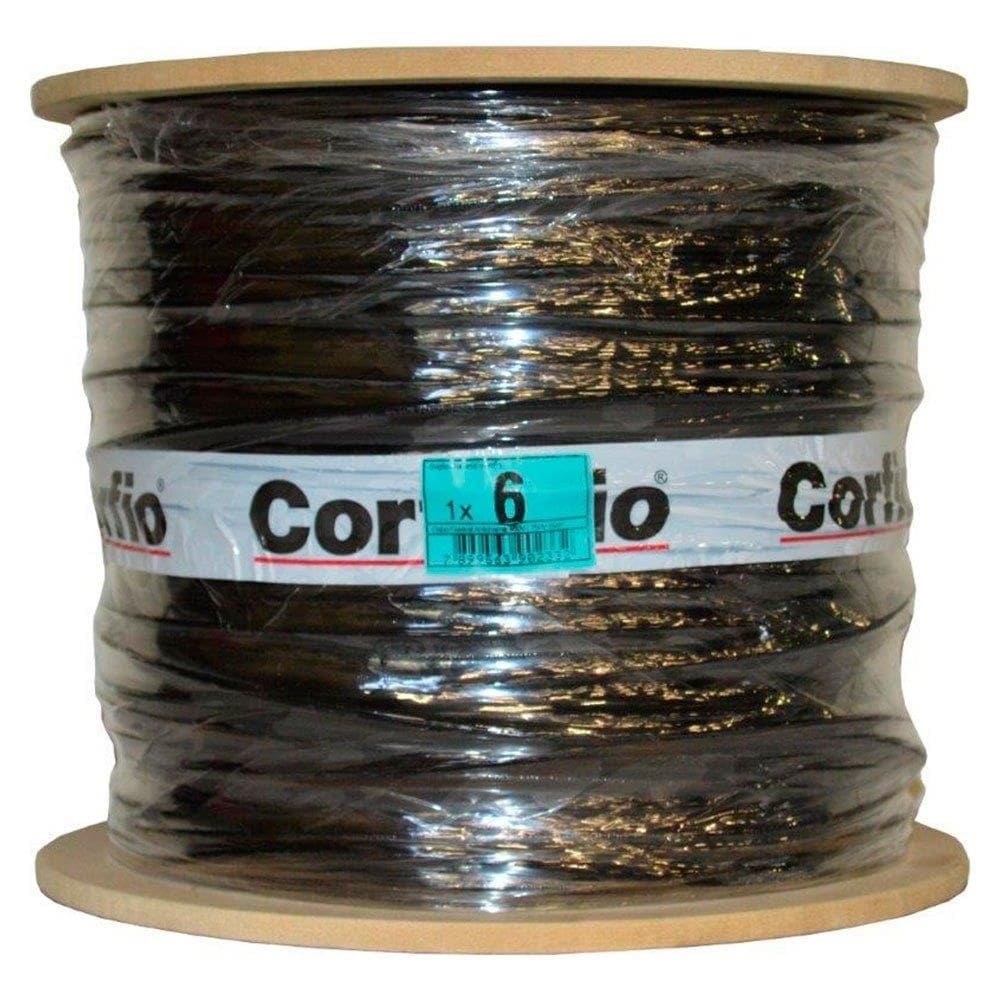 Cabo Flexível Corfio 6mmx500m Bobina 750V Preto