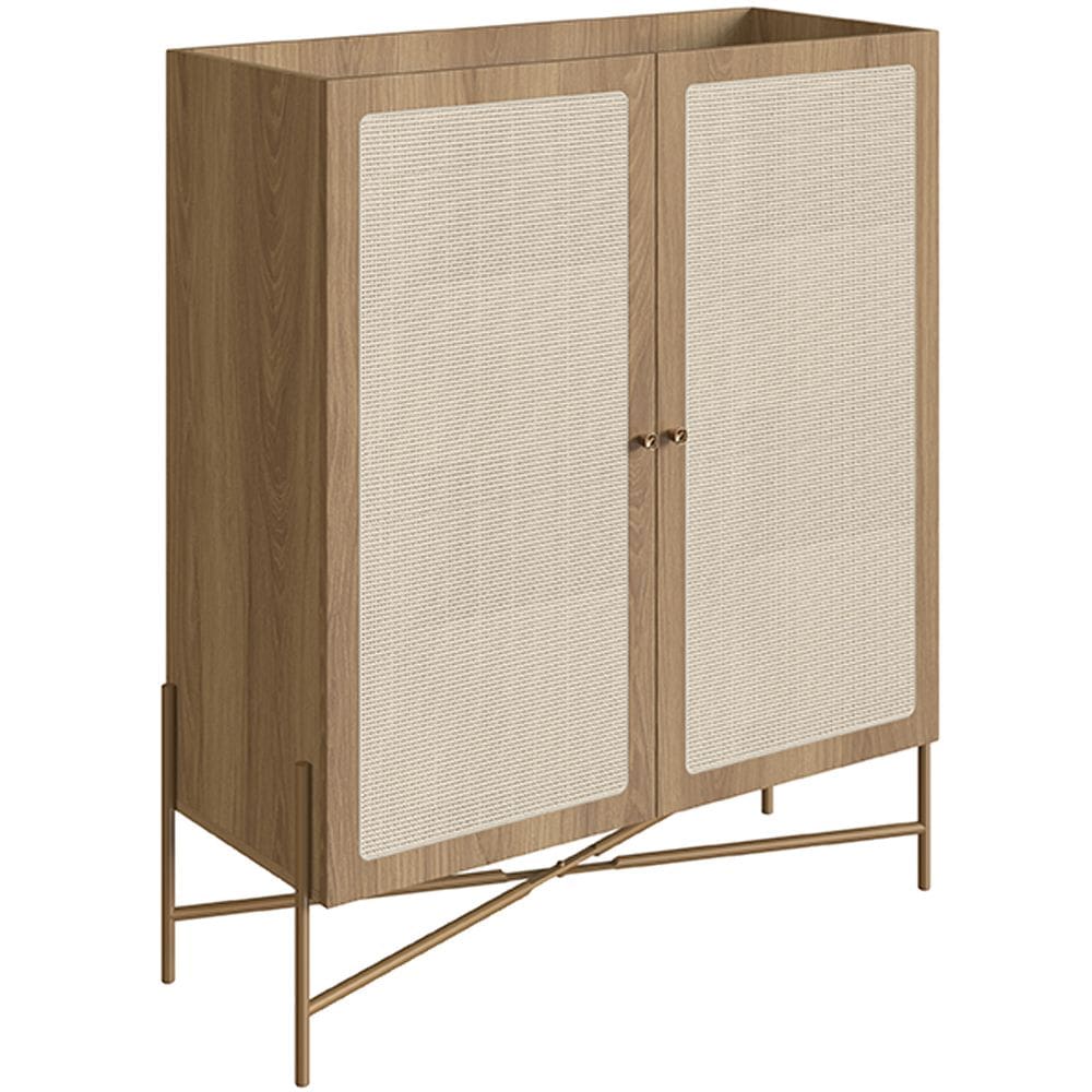 Armário Bar Para Sala 2 Portas 93cm Industrial Indy A03 Hanover Dourado - Lyam Decor