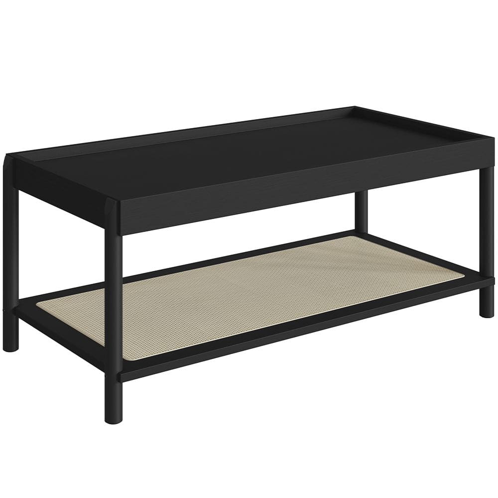 Mesa de Centro Para Sala de Estar Pés Madeira Moss A03 Nero Preto - Lyam Decor