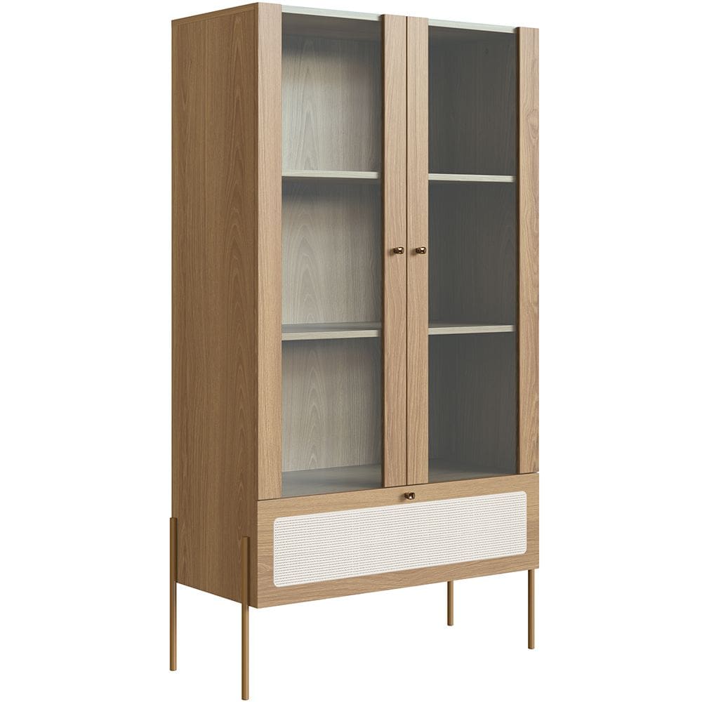 Cristaleira Para Sala de Jantar 2 Portas Industrial Indy A03 Hanover Dourado - Lyam Decor