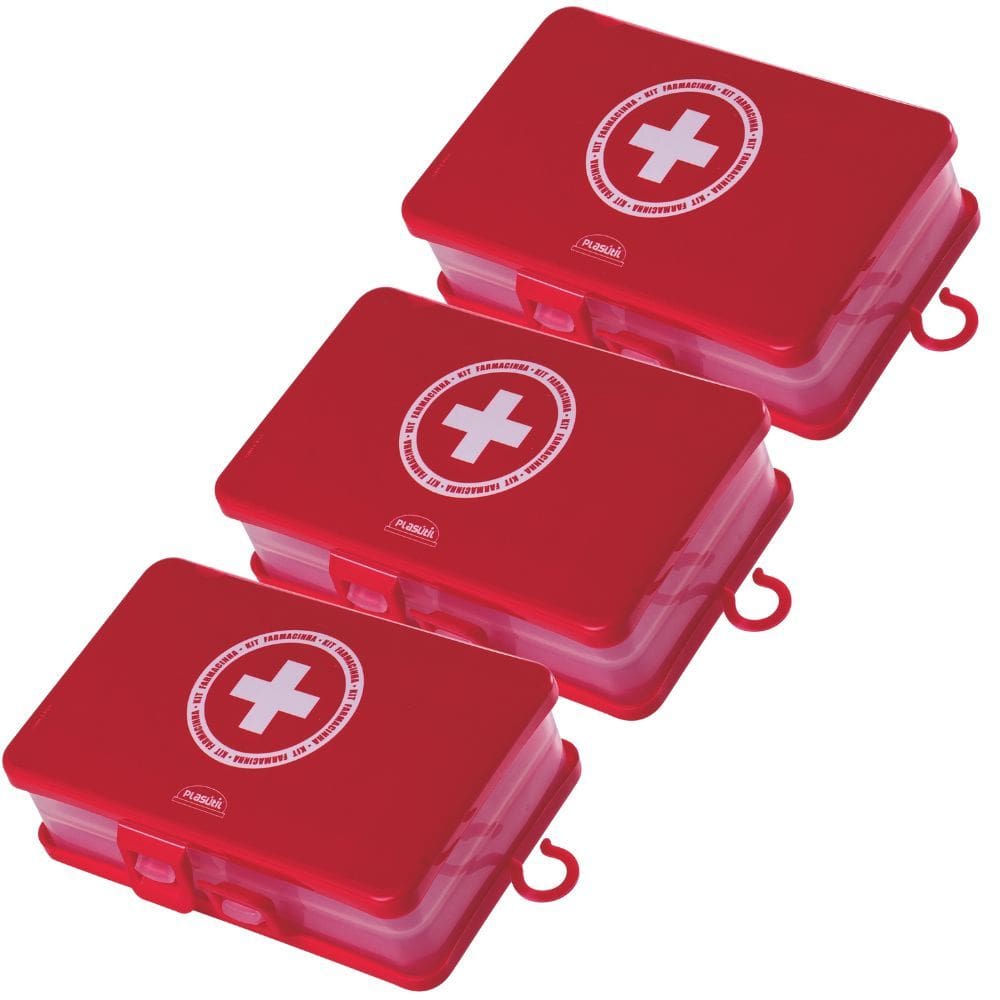 Organizador farmacinha duplo portátil com 3 unidades Plasutil ref. 14766