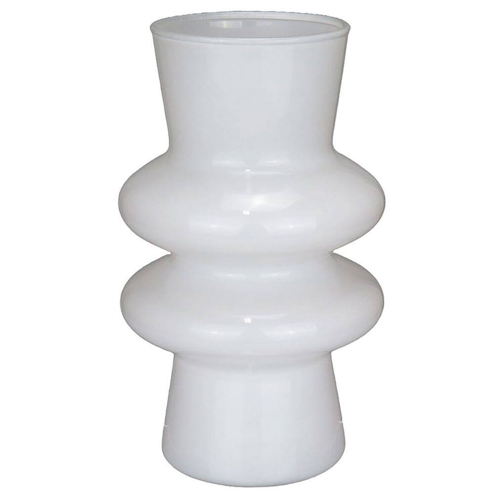VASO DECORATIVO ENFEITE CASA ELIPSE HOME&CO LEITOSO VIDRO 20x12x12cm BRANCO